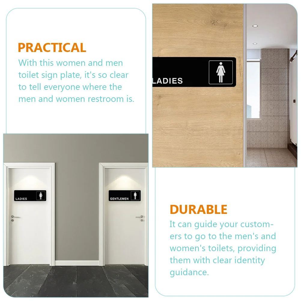 2 قطعة لافتة المرحاض النساء السادة علامات مرحاض باب الحمام رمز لمطعم الفندق للجنسين علامة الحمام