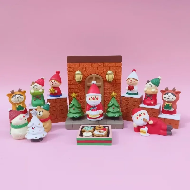 2024 Christmas Resin Ornaments Home Scenes Trendy Toys Figurines Decorations ZAKKA Dolls Cats Small Ornaments Xmas New Year Gift