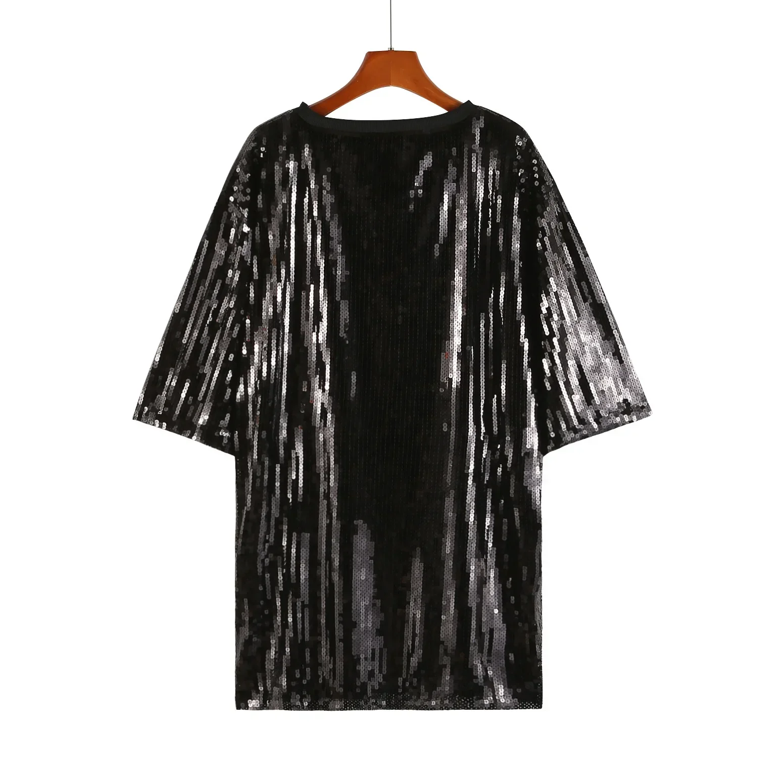 

Loose Shinny Womens Tee Shirts #0234 Black Baseball T Shirt Women Short Sleeve Party Streetwear Hip Hop Sequined T Shirt Female