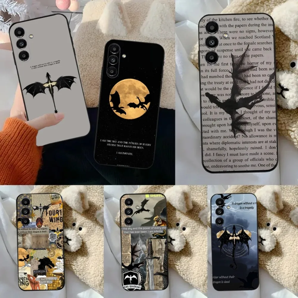 F-Fourth Wing Phone Case For Samsung S24,23,22,30,21,10,9,Ultra,Plus,Lite,FE,5G Black Soft Case