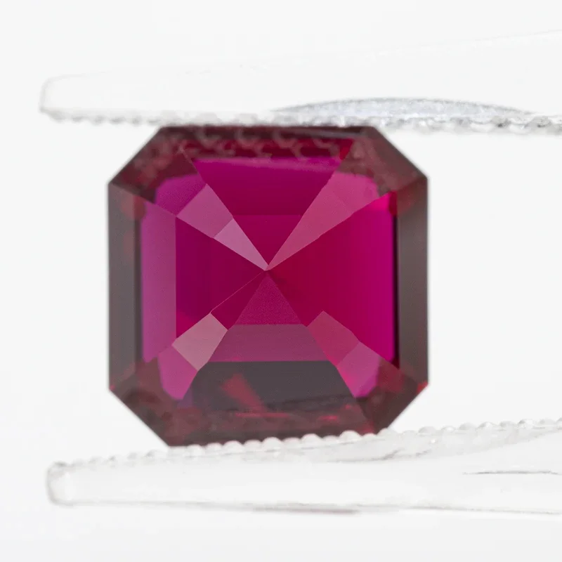 Lab Grown Ruby Square Pigeon Blood Red Asscher Cut VVS1 Gemstone Charms DIYJewelry Making Materials Selectable AGL Certificate