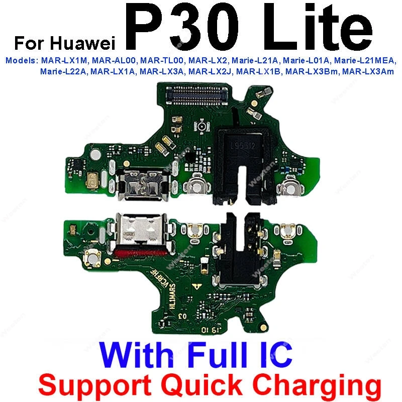 Puerto de placa de carga USB para Huawei P8 P9 P10 P20 P30 Pro Plus Lite 2017, Conector de base, Cable flexible, piezas de reparación