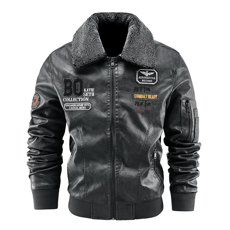 

Men Fleece Leather Suit Jacket Men Slim Fit Coat Men Fashion Leather Jacket Streetwear Casual Blazer Locomotive Leather Jacket