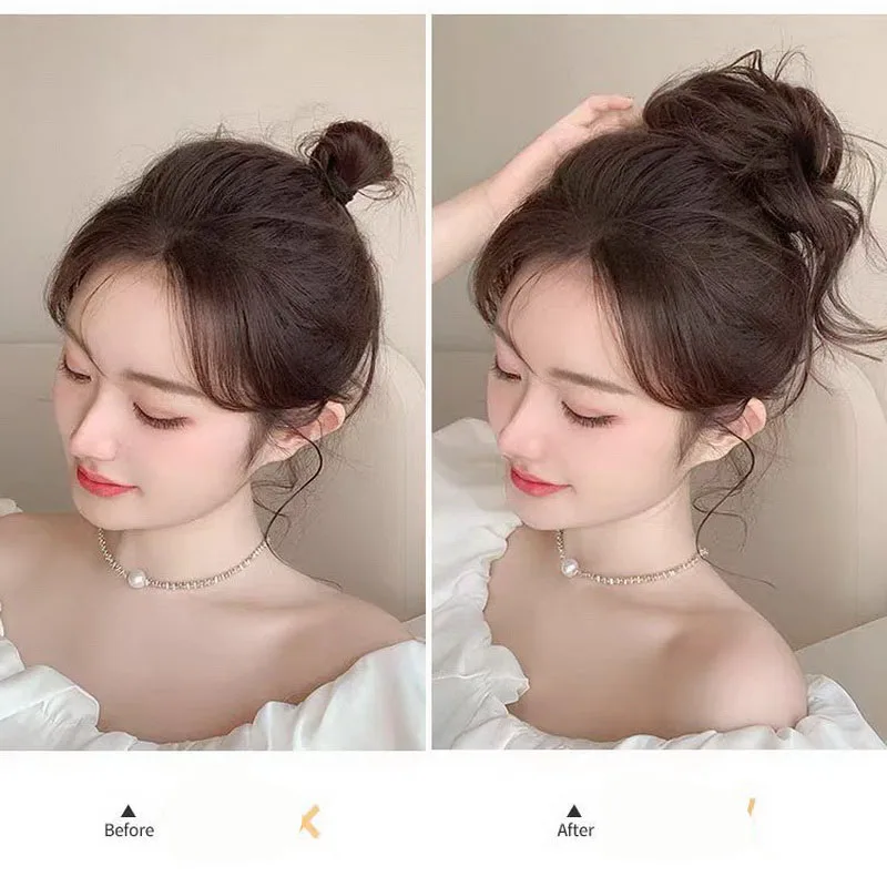 fashion Wig Female Invisible Fluffy for women Hair Bun Meatball Wig  Hair Ring Fluffy Natural Ball Head Wig  Updo Donut Bun