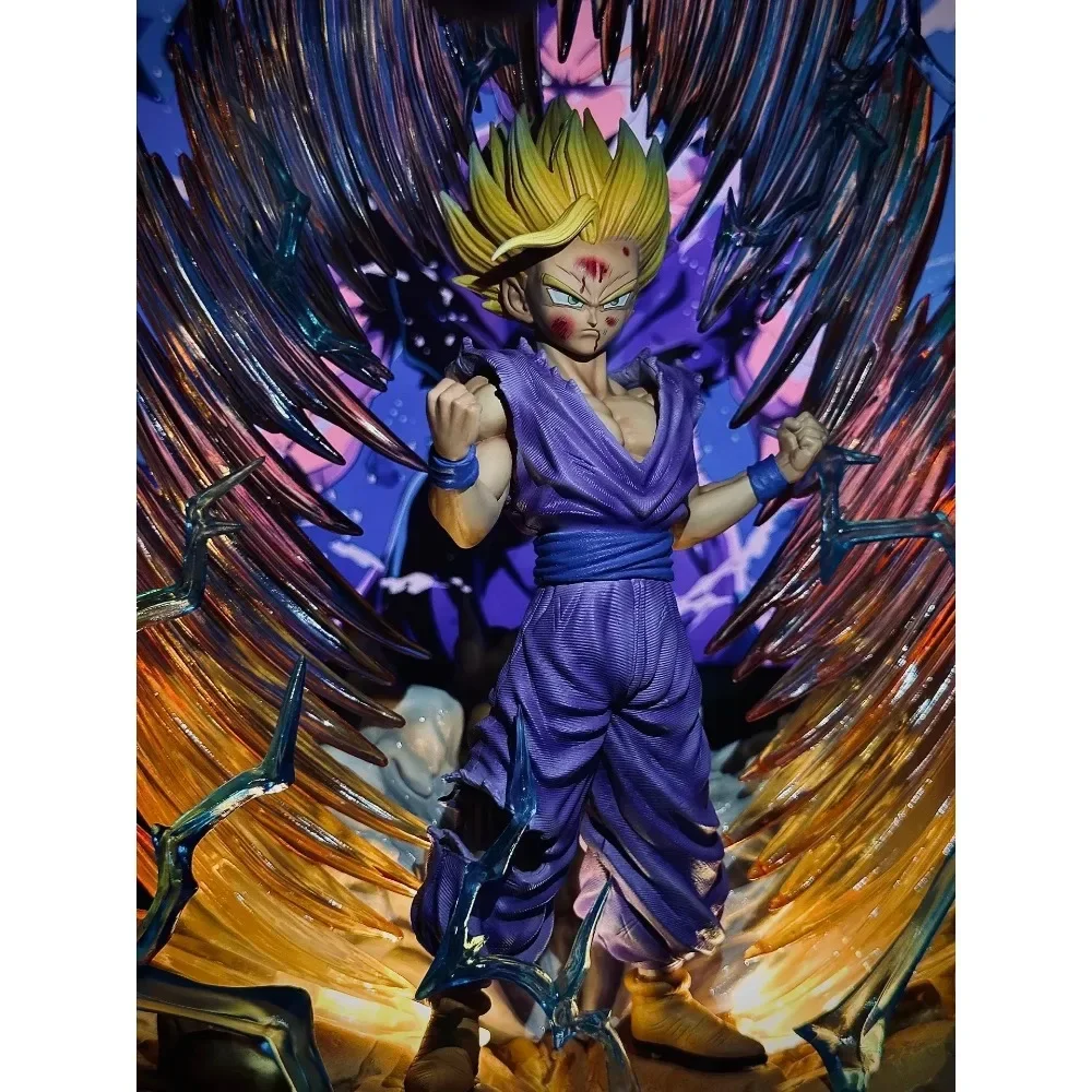Super Saiyan 2 Gohan Azione luminosa Statua Anime Dragon Ball Z Figure Testa sostituibile Modello a mano Toy Room Decor Regalo di compleanno