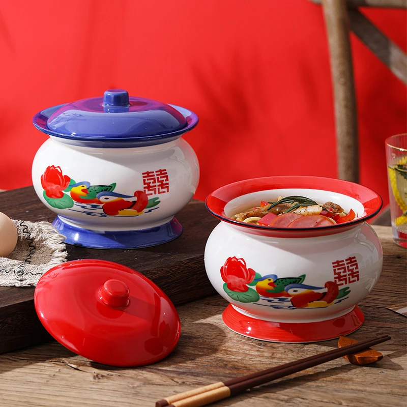 Ceramic soup bowl, noodle bowl, tableware, funny household funny dormitory instant noodle bowl