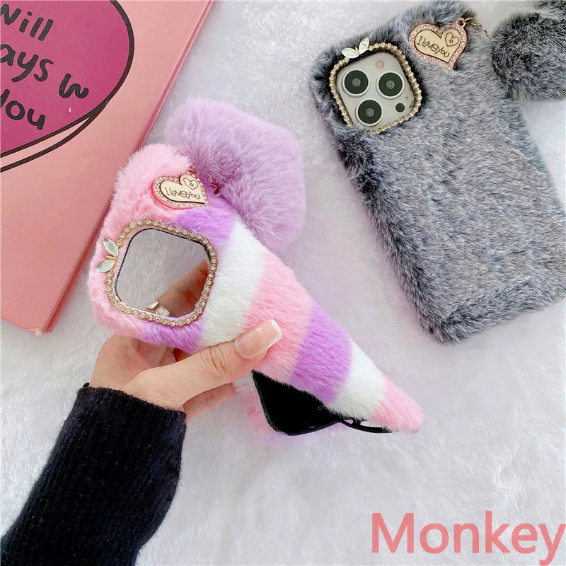 Lady Gift Case For VIVO Y35 Y78 Y36 Y33S Y76S Y15A V23 V21 V20 S1 Pro Y20 Y12S Y11 Y21 Y31 Furry Fluffy Warm Soft Fur Phone Case
