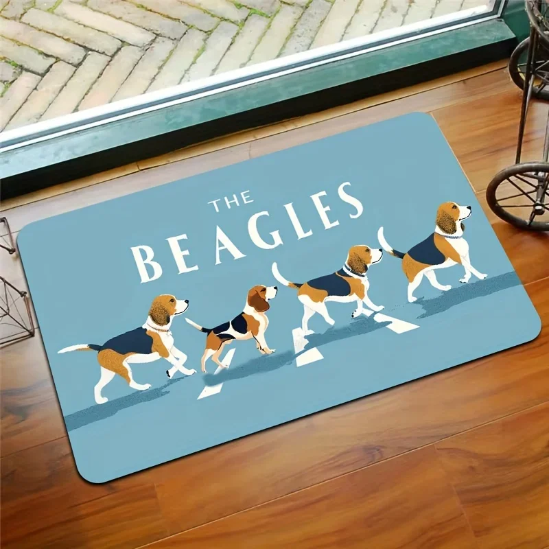 Cartoon Fun Beagle Door Mat Anti Slip Machine Washable Living Room Bedroom Entrance Carpet Home Decoration  Small Floor Mat