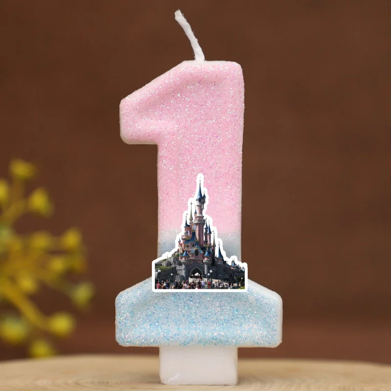 Cartoon Princess Castle Digital Candle Number 0-9 Kids Birthday Cake Decoration Supplies Anime Party Accessories Supplies