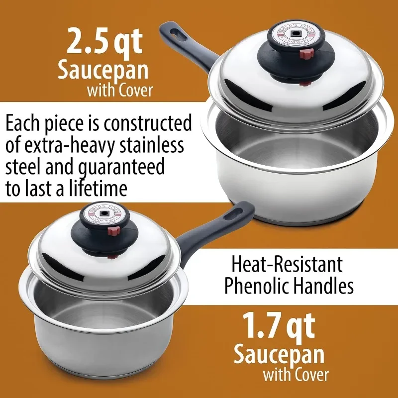 BNF World's Finest  Steam Control T304 Stainless Steel Cookware Set  non stick cooking pot set