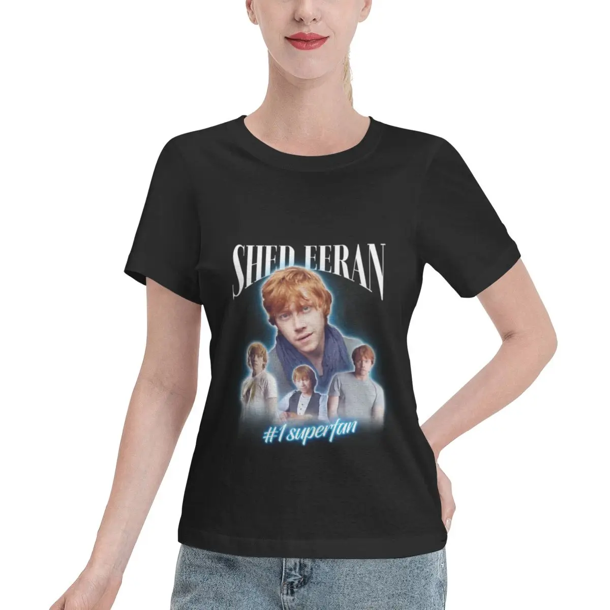 Bargain Price Rupert Grint Shed Eeran Parody Cursed Fan Collage Women's T-shirt Jogging High Quality Cotton Shirt