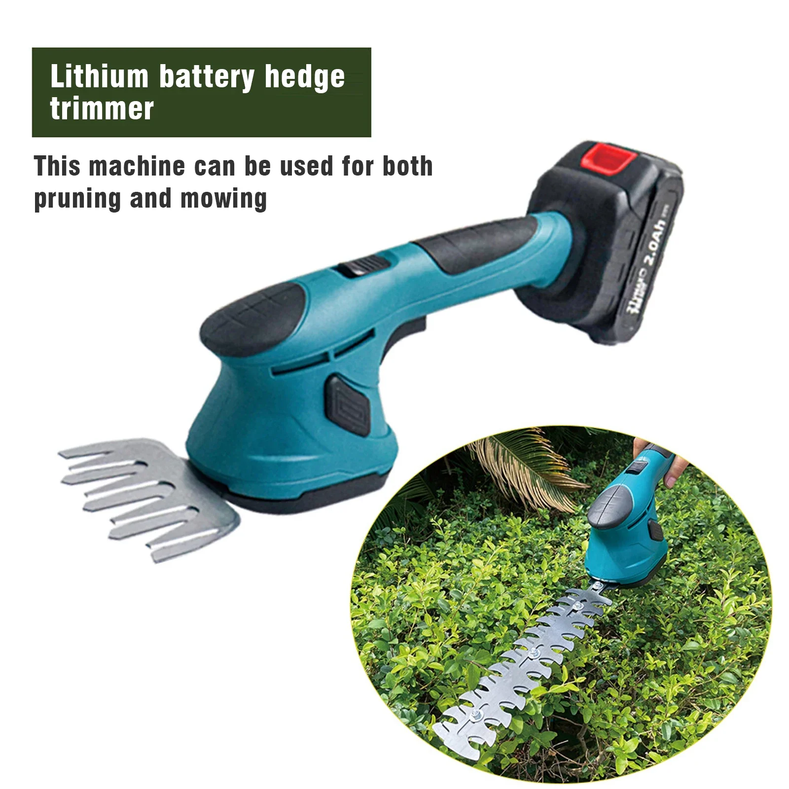 2 IN 1 Cordless Electric Hedge Trimmer Handheld Garden Shrub Pruning Mower Household Weeding Tool For Makita 18V Battery