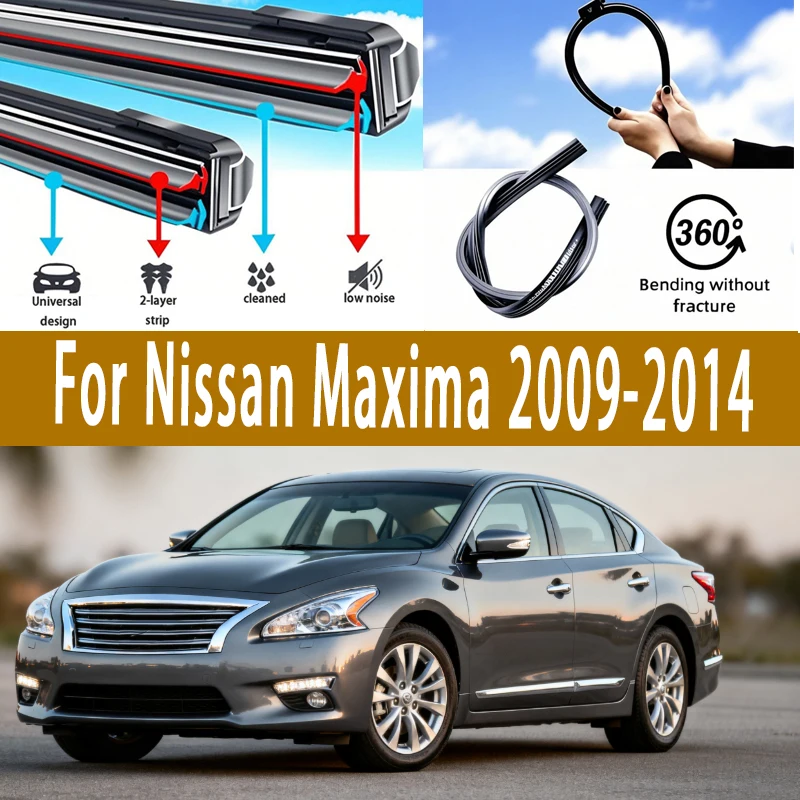 

for Nissan Maxima 2009-2014 Front Windshield Wiper Blades Set for Nissan Maxima Auto Glass Wipers Replacement 2013 2012 2011