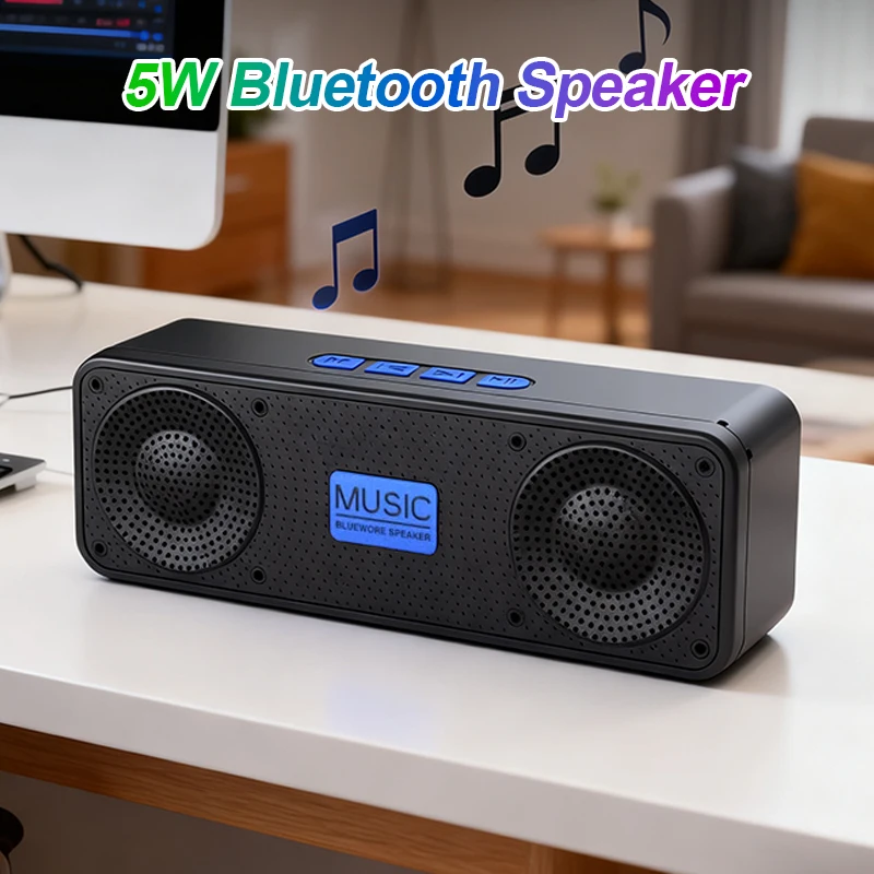 

5 Вт Bluetooth-динамик 52 мм, драйвер, полнодиапазонные динамики, диапазон 15 м, портативный звуковой ящик, 8 часов воспроизведения, TFCard, FM-радио для дома, на открытом воздухе