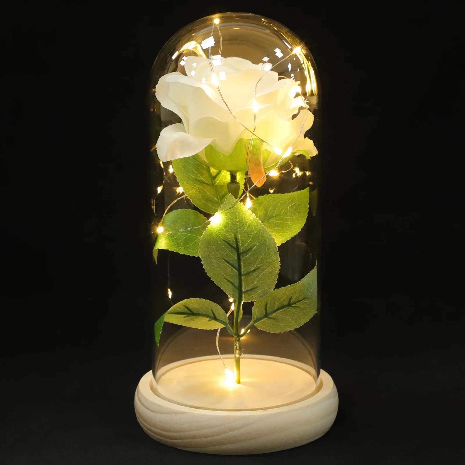 

1pc Glass Shade Preserved Rose Adornment Desktop Decor Bright Office Decoration Gift For Valentine'S Day Glass Dome