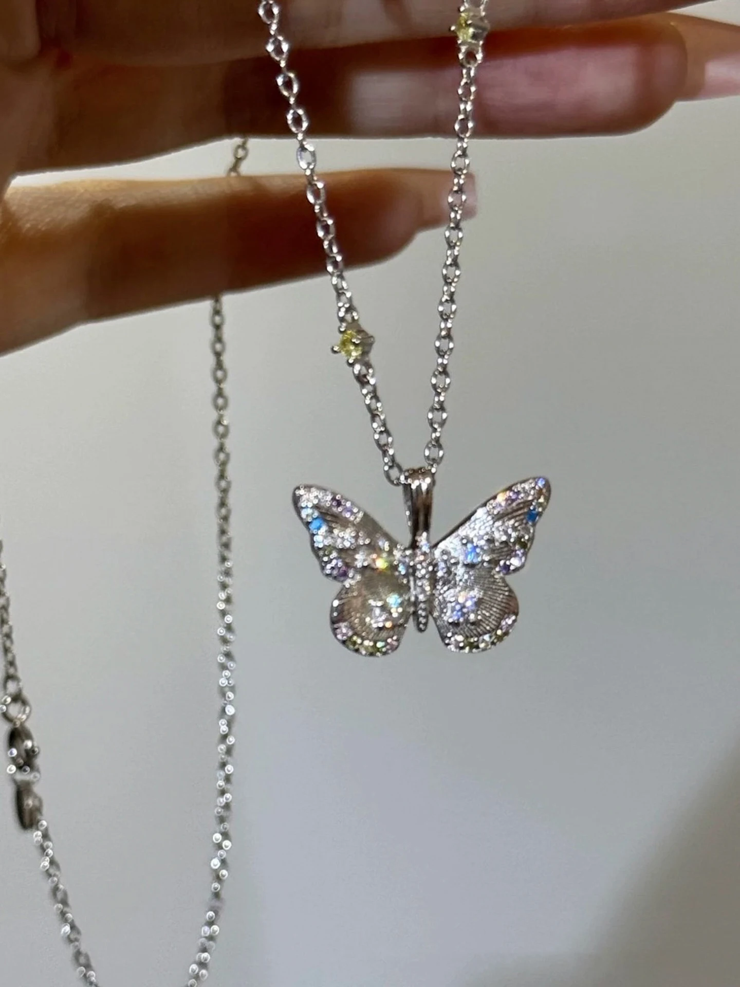 Colorful zircon Dream Butterfly Luxury Necklace Simple sweet gril summer clavicle chain