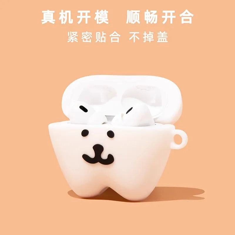 For Airpods 1 2 3 4 Pro Pro 2 Pro 3 Teeth self deprecating bear Silicone Earphone Case Accessories Cover - view 3