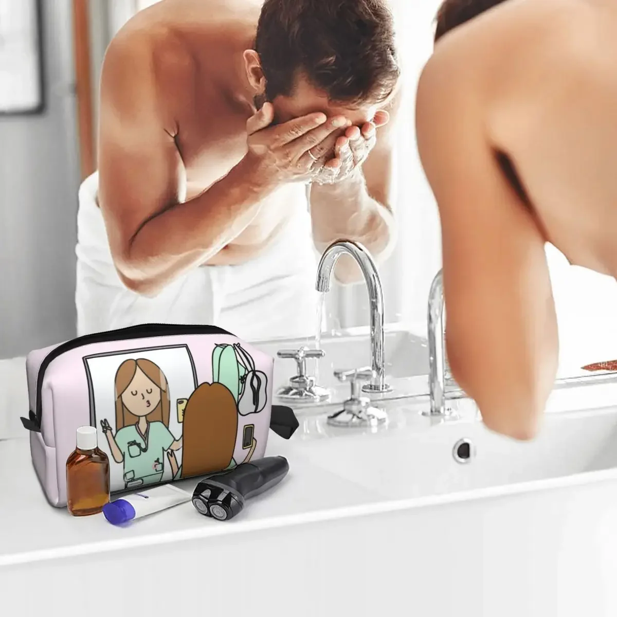 Borsa da toilette personalizzata per infermiera divertente Donna Assistenza sanitaria Medici infermieristici Organizzatore di trucchi cosmetici