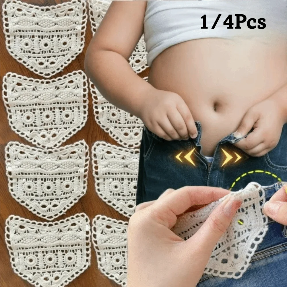 1/Pcs Cotton Jeans Waist Expander Maternity Hollow Lacework Waist Band Adjustment Garment Accessories DIY Apparel Sewing Tool