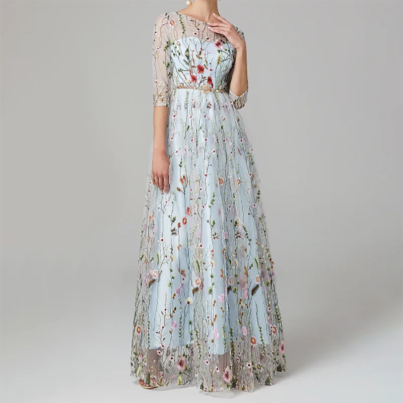 فساتين لحضور الحفلات الموسيقية المخصصة لحفل الأزهار نصف كم الوهم ألف خط فساتين قطار الاجتياح للمناسبات الخاصة