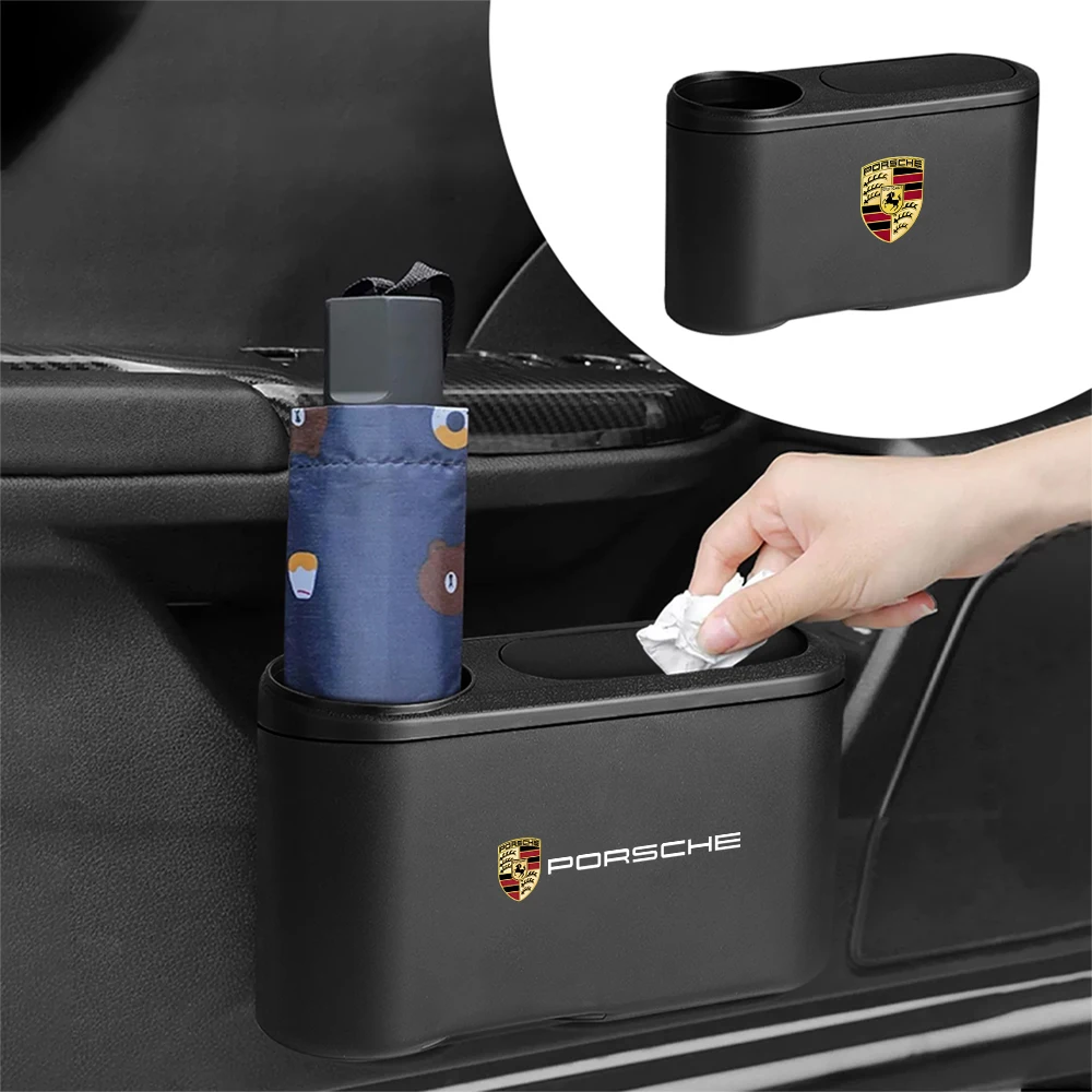 Cubo de basura colgante para puerta de coche, contenedor con soporte para botella de agua para 928 Porsche Boxster Cayenne Panamera Carrera-GT 918-Spyder 968