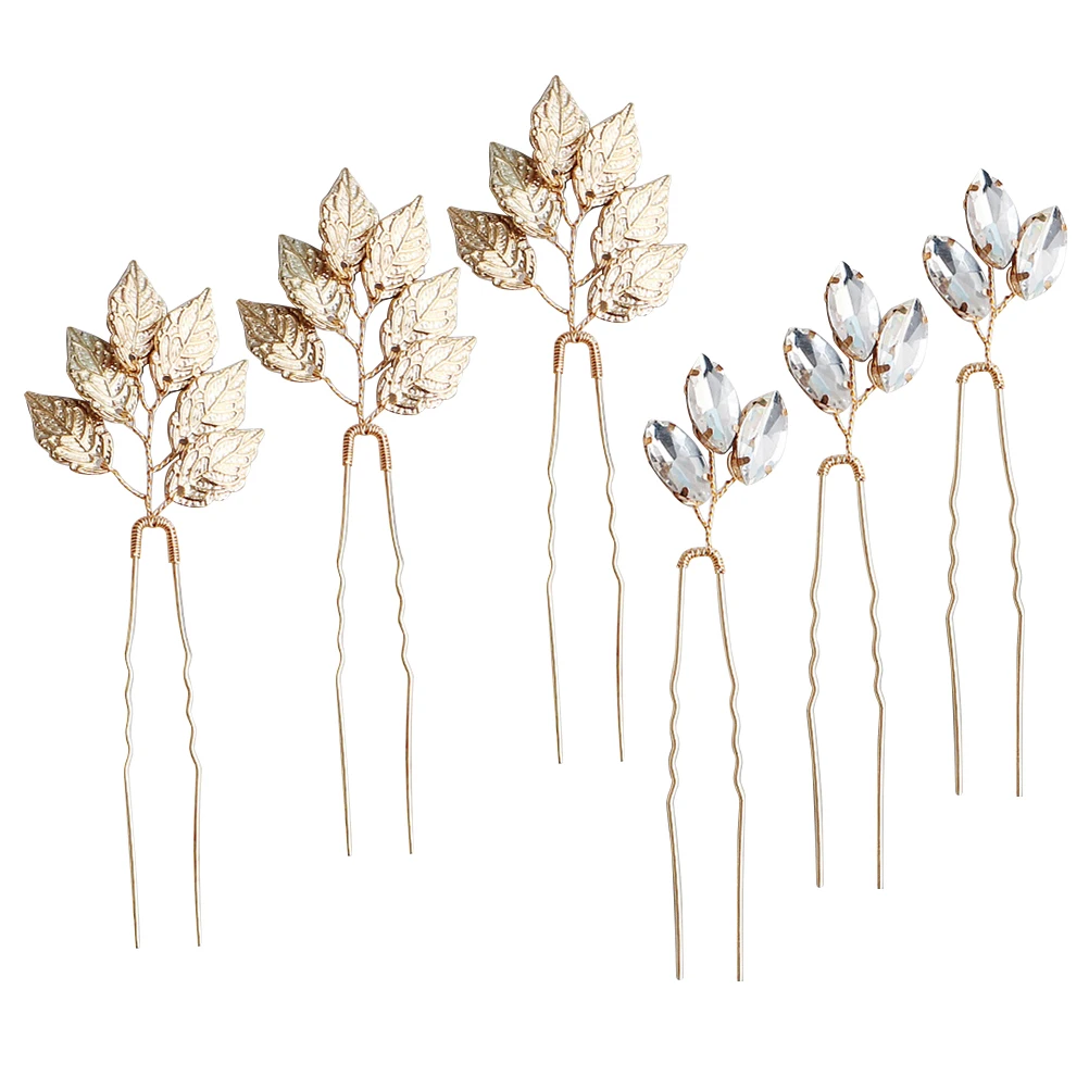 

Rhinestone Hairpin Clip Leaf Bride Side Headpieces Crystal Bridal Clips Woman Wedding Hair Accessories Durable Material Elegant