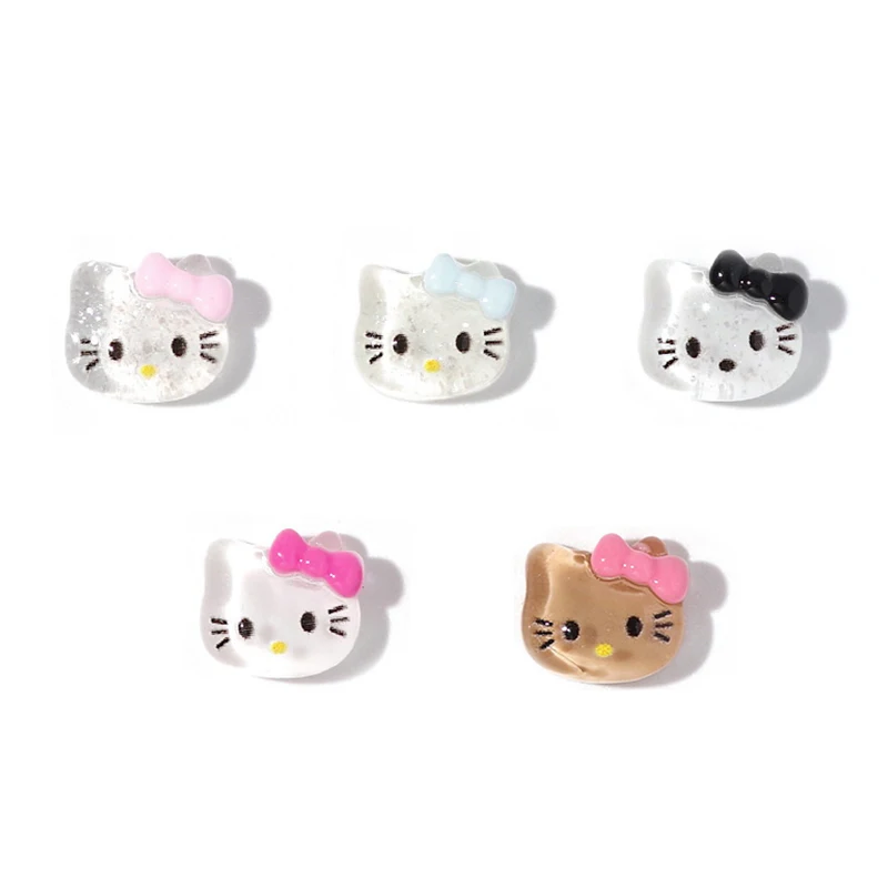 Accesorios de Arte de uñas Kawaii 50 piezas, Hello Kitty Hawaii, Círculo de natación 3D, diseño de delfín rosa, dibujos animados, decoración de uñas DIY, regalo