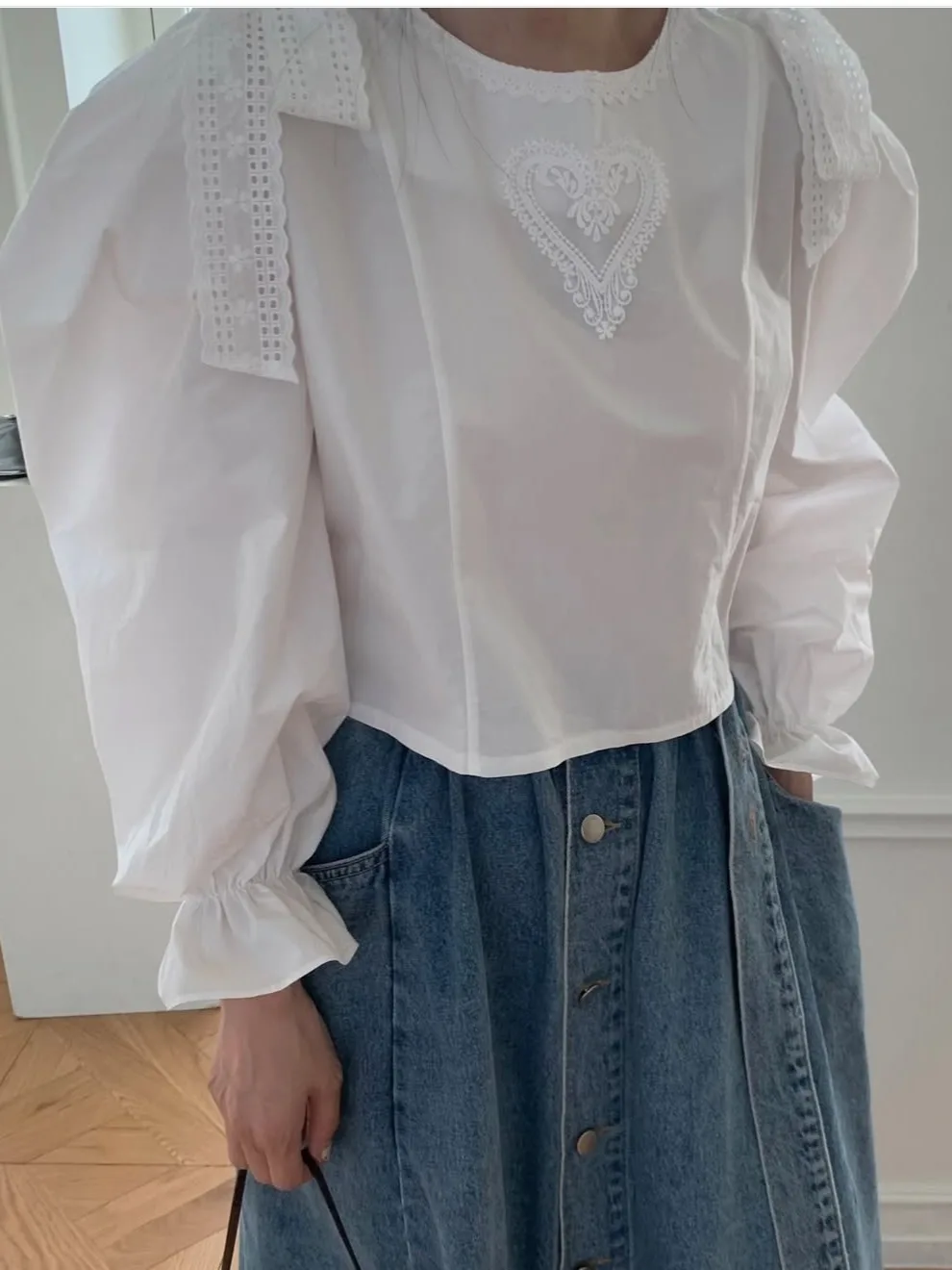 Femmes Chic Long Sve irt polyvalent rétro Sle doux Design Version coréenne haut blanc à la mode trajet printemps automne