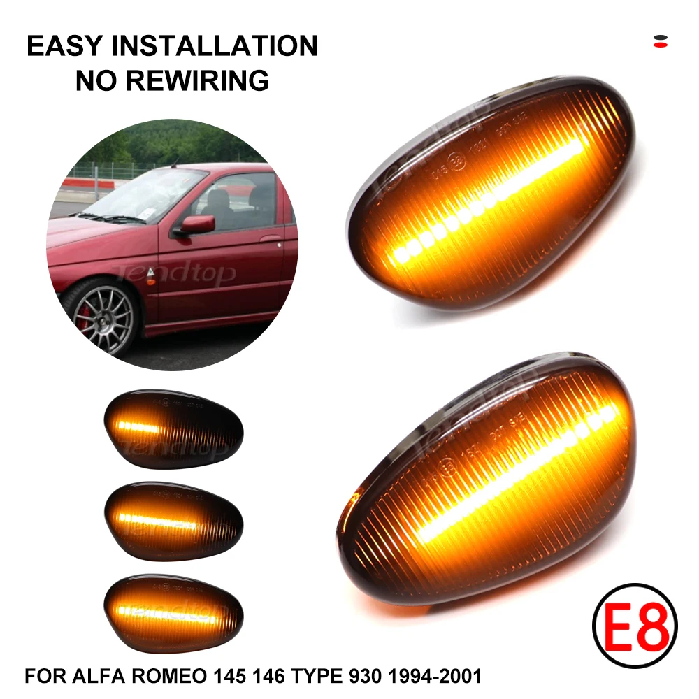 For Alfa Romeo 145 146 Type 930 1994-2001 Dynamic Flashing Led Side Marker Turn Signal Light Sequential Scroll Mirror Indicator