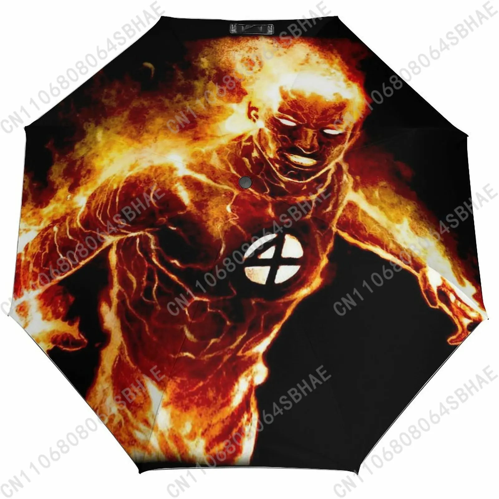 

Автоматический складной зонт Marvel Human Torch с черным покрытием, зонт с одной кнопкой, в комплекте с соответствующим чехлом, для косплея
