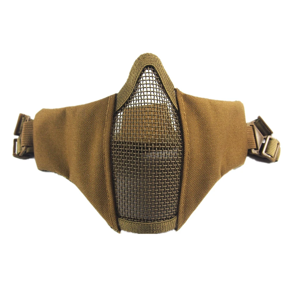 Half Face Metal Steel Airsoft Masker Jacht Tactisch Net Mesh Masker CS Beschermende Halloween Party Half Face Paintball Maskers
