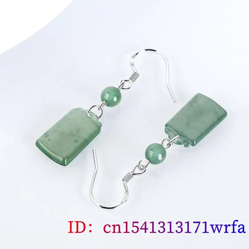 Myanmar Jade Earrings Vintage Gift Stone Gemstone 925 Silver Natural Jewelry Gifts for Women Carved Real Burmese Jadeite