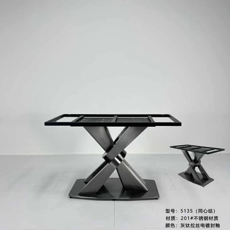 Light Luxury Simple Stainless Steel Dining Table Legs, High-End Custom Rectangular Marble Table Legs from Source Factory