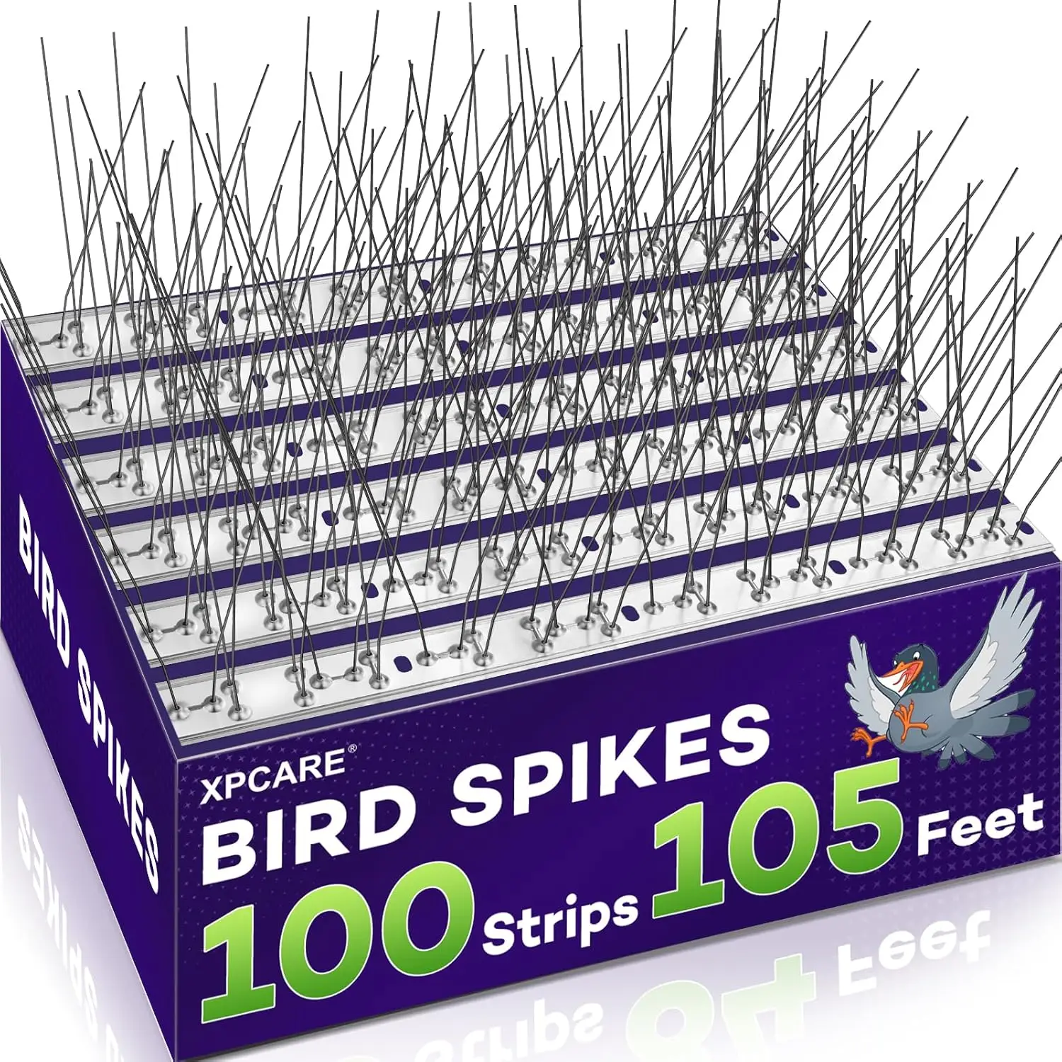

105ft Stainless Steel Bird Spikes, 100 Packs, Durable Fence Spikes for Pigeons, Crows, Squirrels, Raccoons