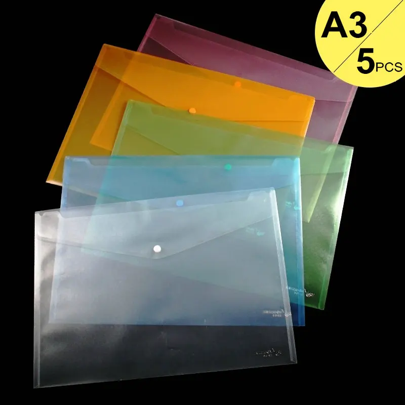 

5pcs A3 paper organizer Clear File bag A3 Drawing Storage Document Organizer Transparent Bag PP Plastic Waterproof Document Bag