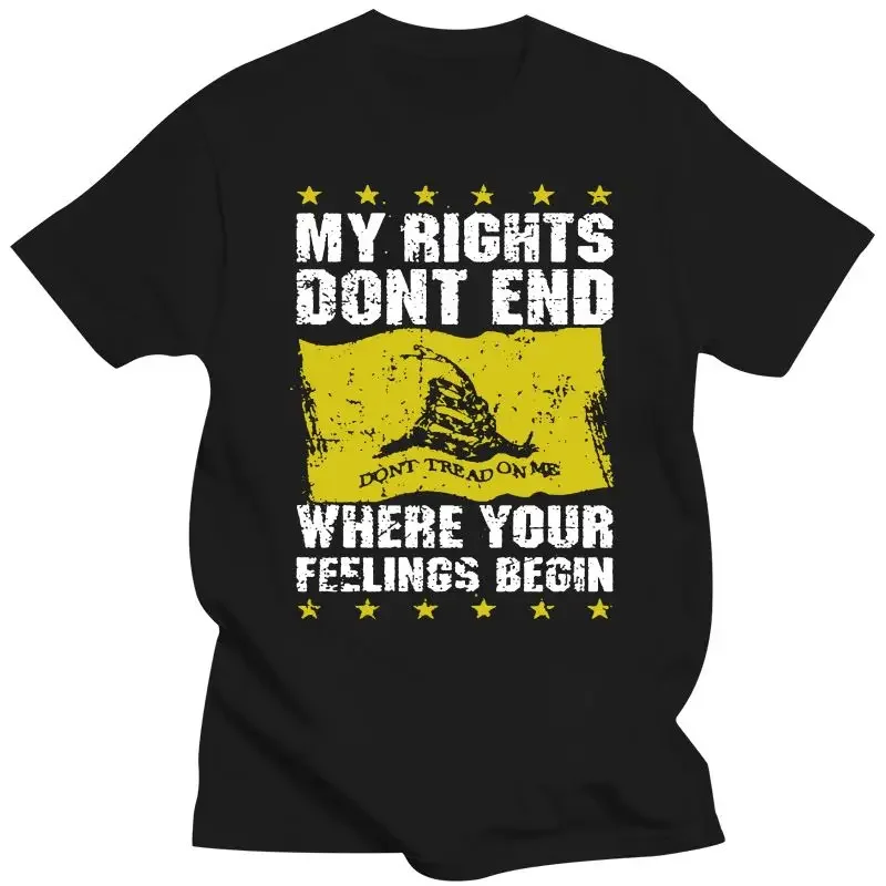 2022 My Rights Dont End - Dont Tread On Me T Shirt 100% Cotton Print Mens Summer O-Neck