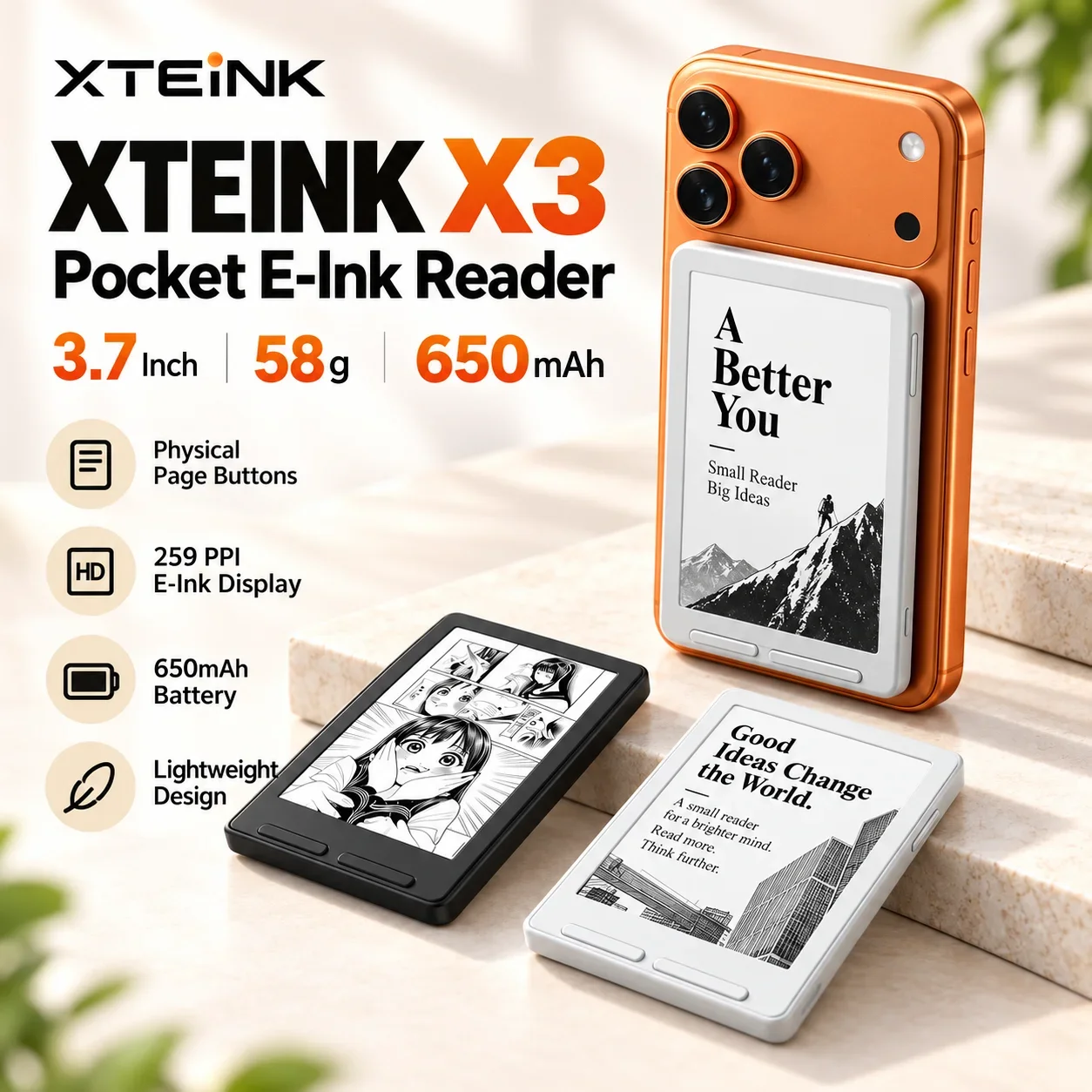 XTEINK X3 X4 Classic X4 Pro Pocket E-Ink Reader Magnetic Ebook Device Portable Digital Reading Display For Travel Daily Books