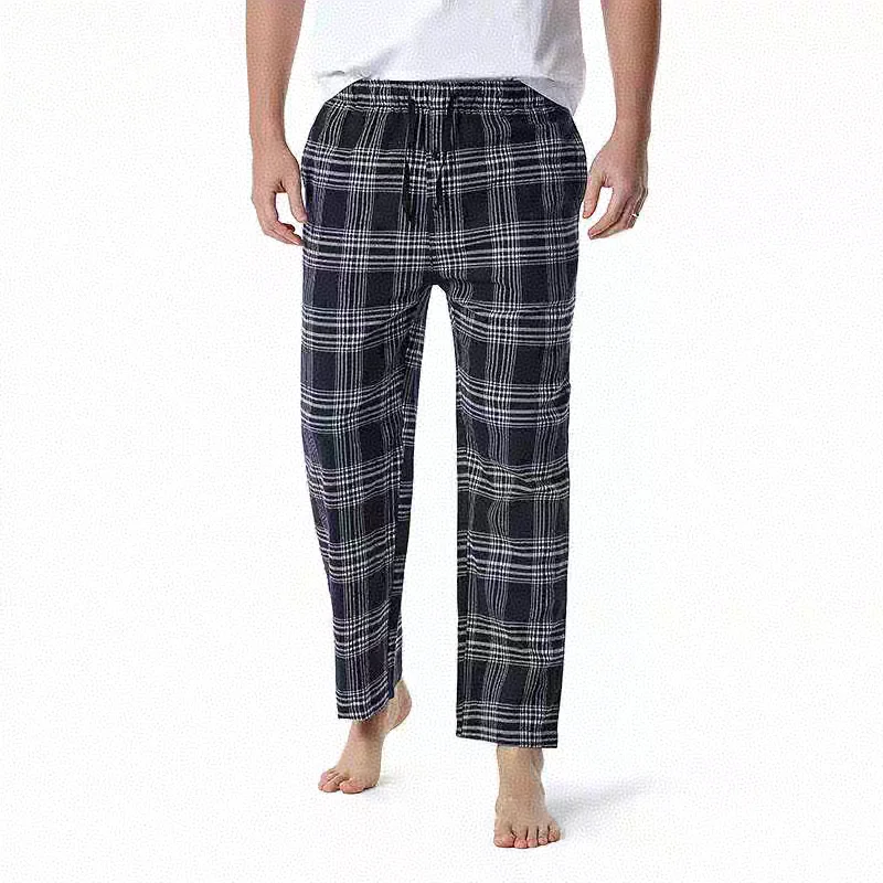 High-Waisted, Stylish Men's Pajama Pants, Loose Fit, Summer Casual, Plus Size, High-Quality, Thin, Home Wear Long Pants for Spring and Autumn