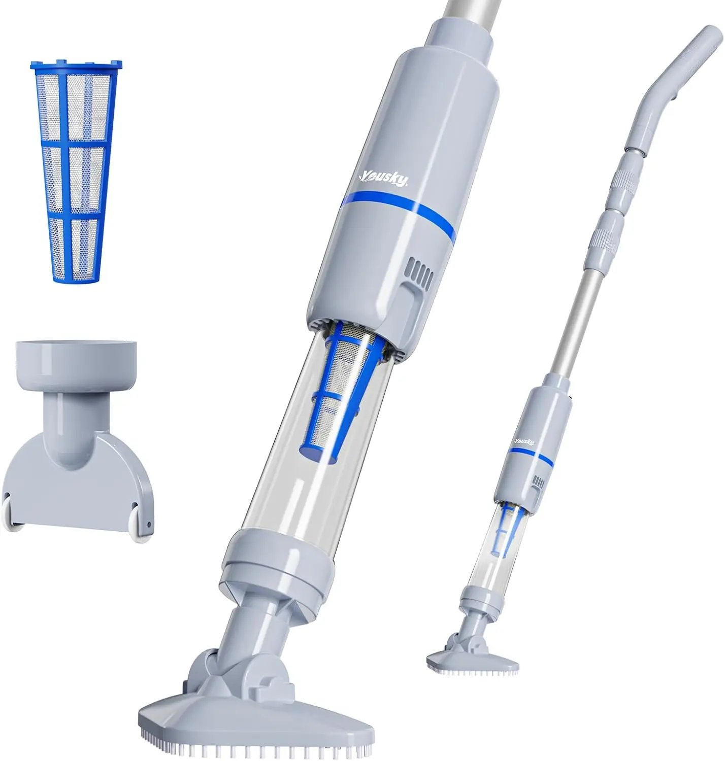 Cordless Spa Vacuum Cleaner with 2 Brush Heads, Telescopic Pole, Up to 3 Hours Runtime for Pools and Hot Tubs