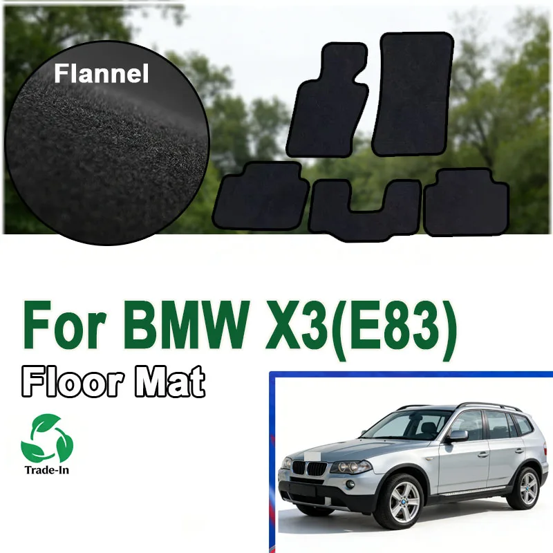 Flannel  Car Floor Mats Carpet Rugs Compatible With BMW For X3(E83)(E83)2003-2011 Anti-slip Stylish Odorless Flame retardant