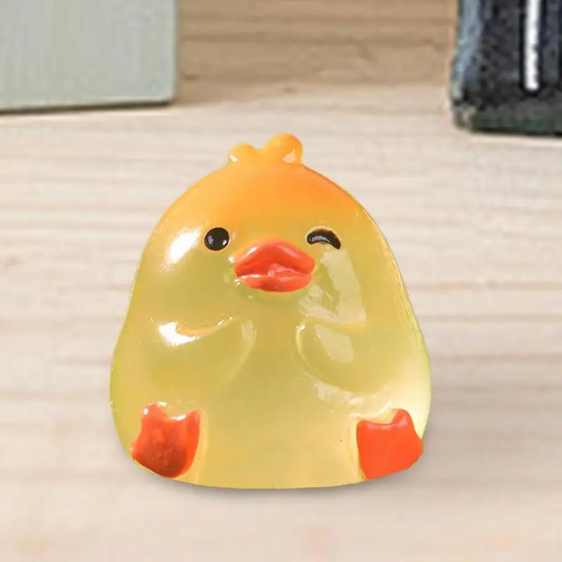작은 송진 오리 정원 액세서리, 송진 빛나는 작은 오리 동물 미니어처, 투명한 동물 공예 장식, 데스크탑 오리
