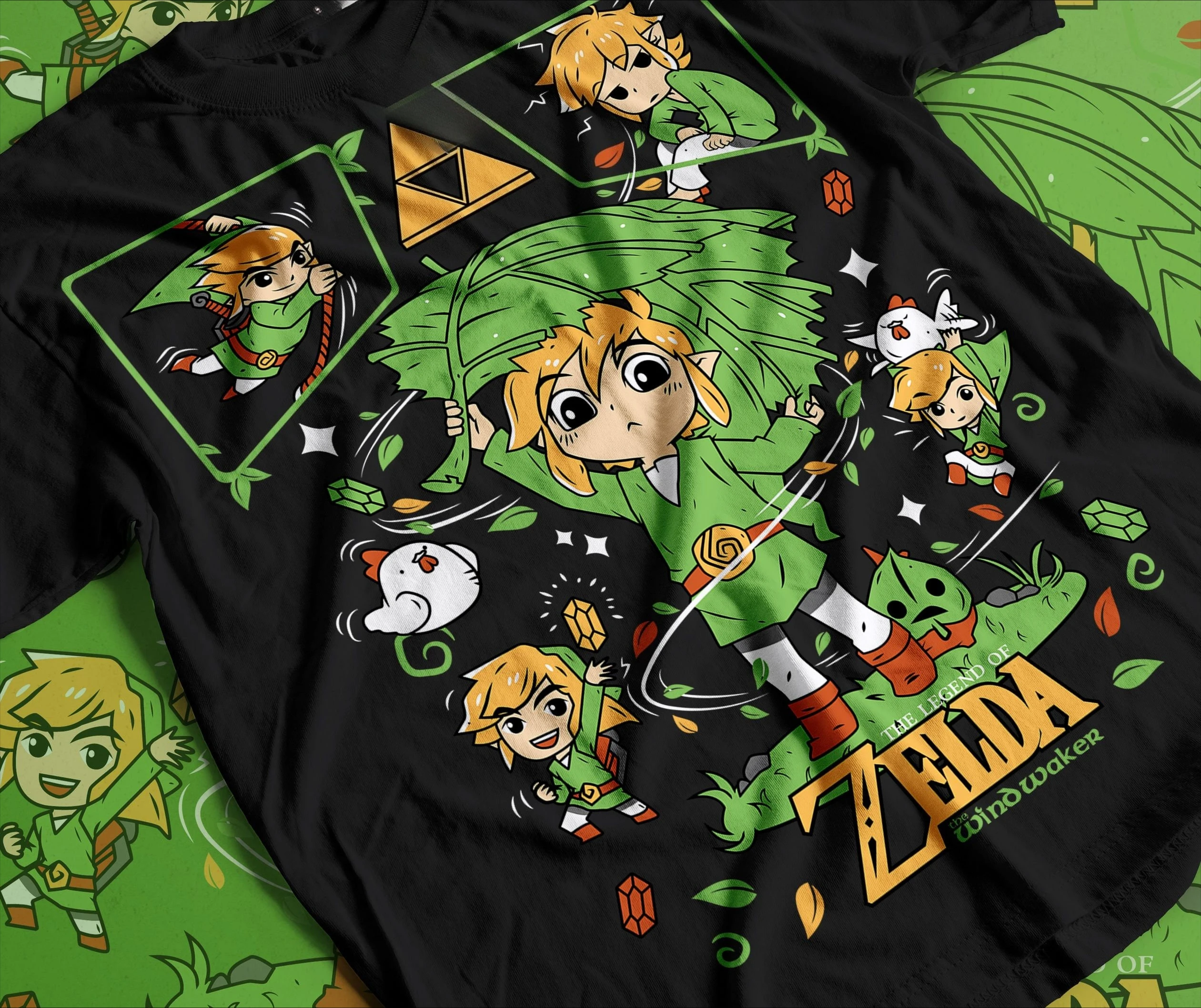 Trendy Unisex Crew Neck Collectible Zelda Wind Waker Game Tee Soft Top Ideal For Night Out And Casual Street Style Looks