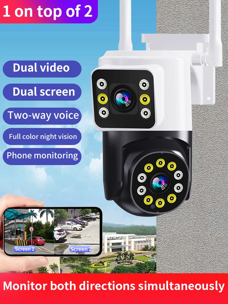 4MP 390Eyes APP Dual Lens  Full Color Wireless PTZ  Intercom IP Dome  Camera AI Humanoid Detection CCTV Baby Monitor TC193