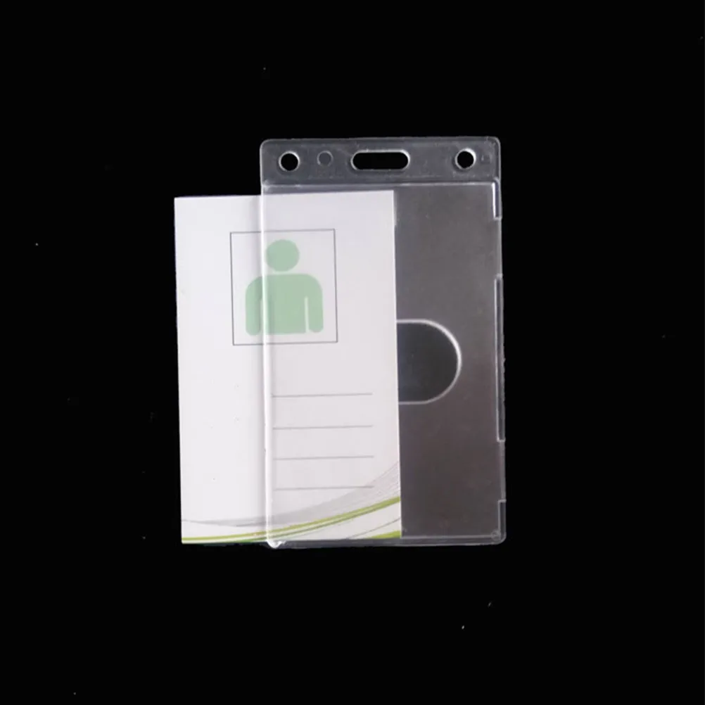 

5Pcs Hard Plastic Id Card Holder Clear Acrylic Badge Protector with Side Access for Business Duty Lanyard