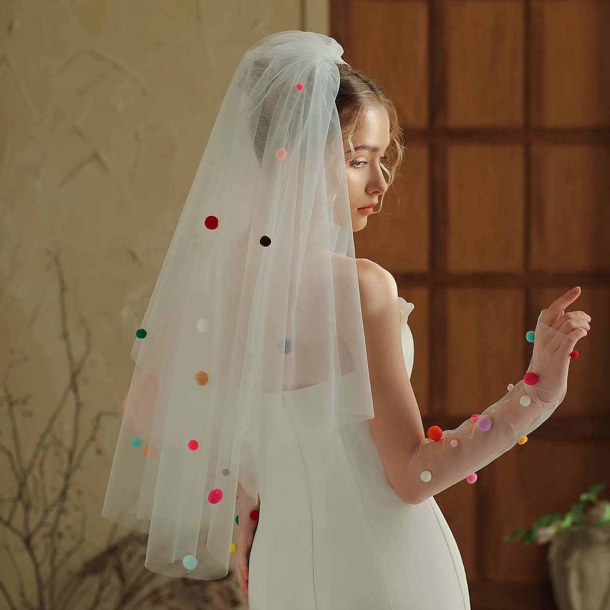 

V373 Colorful Ball Bridal Veil Wedding Dress Wedding Party Accessories