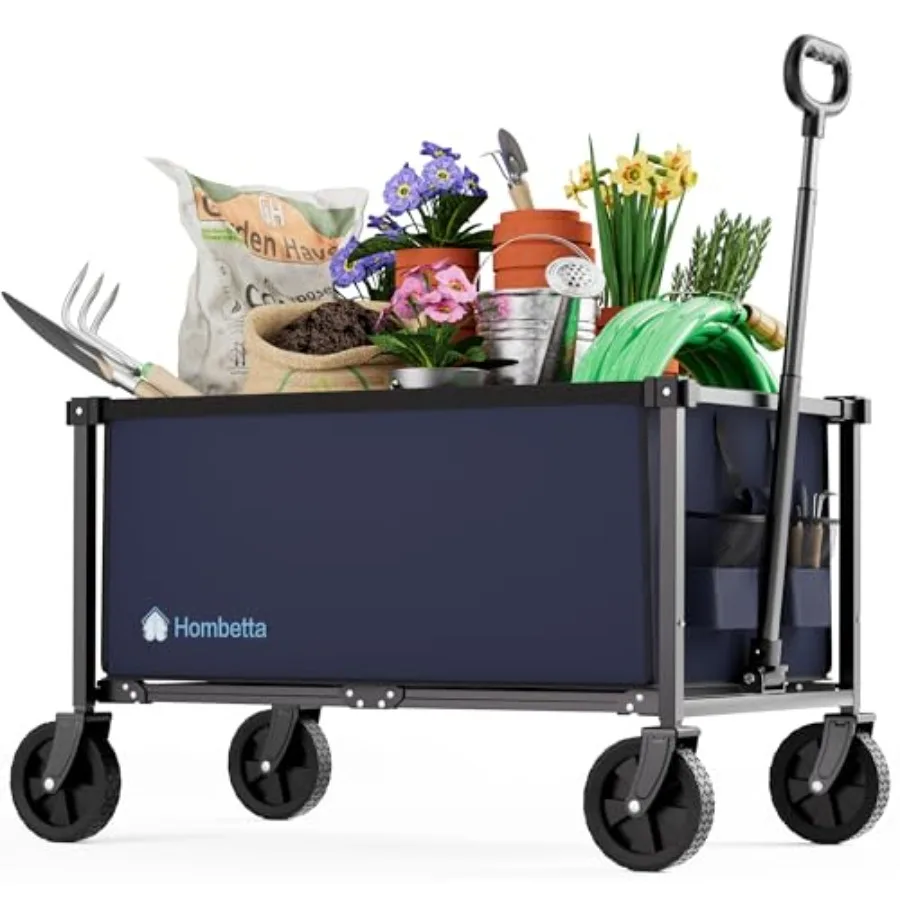 

29.3" Collapsible Wagon Cart, 150L Heavy Duty Folding Utility Wagon with Wheels, 260 lbs Load, Portable Rolling Cart for Garden
