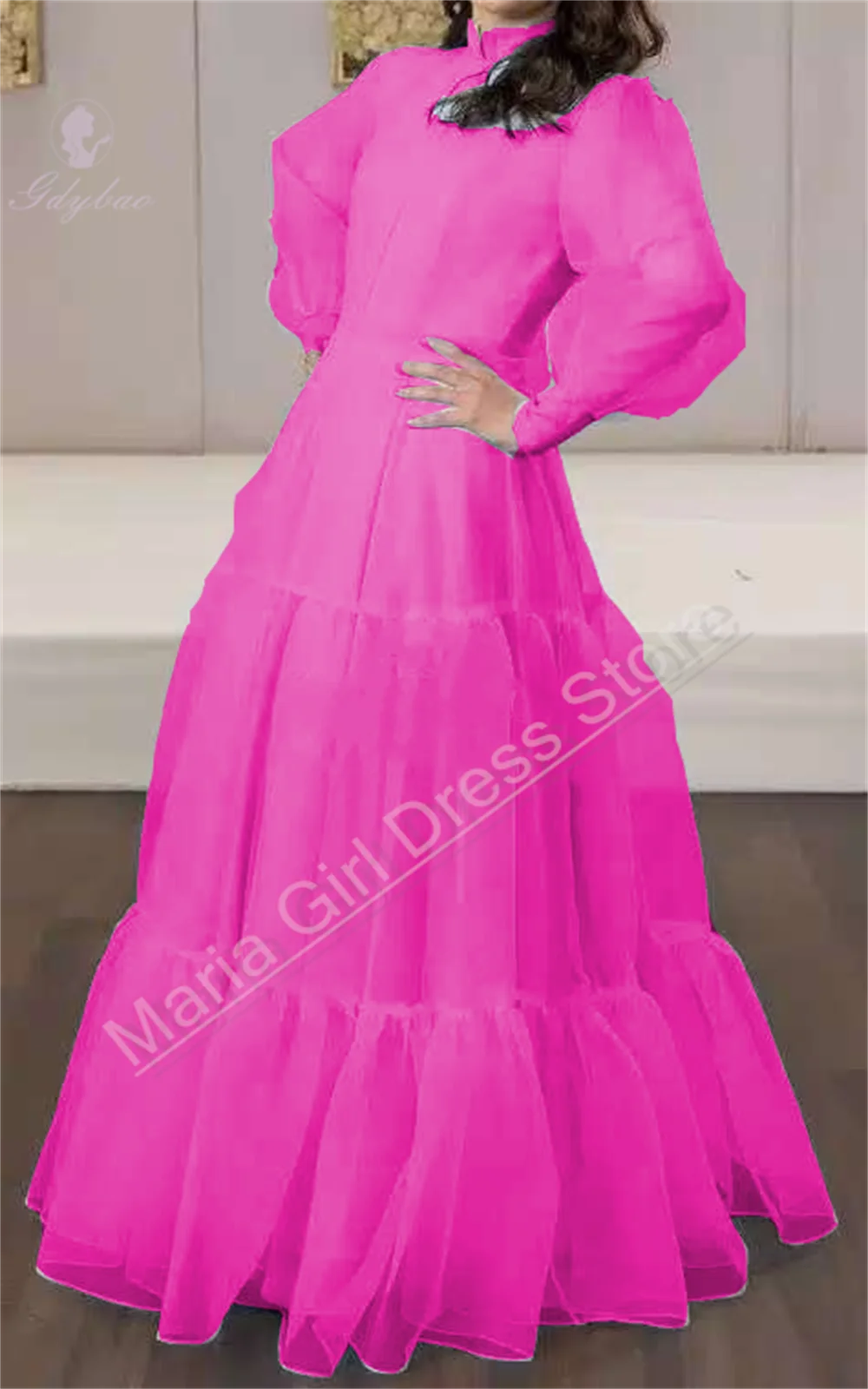 Vestido de fiesta de boda personalizado azul cielo para hermanas nupciales estilo largo de manga completa para cumpleaños de niños de primera comunión