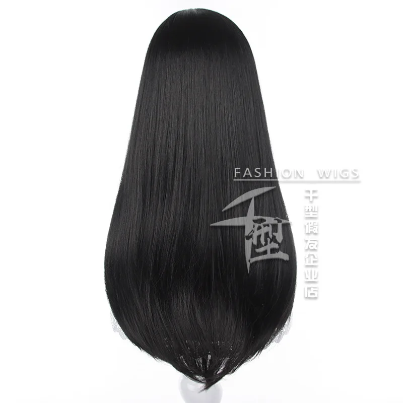 Mitaka Asa motosierra hombre Cosplay peluca pelo liso negro mujer Anime convención peluca con coletas gemelas accesorios de disfraz de fiesta