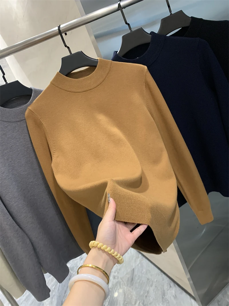 

Мужской теплый и уютный свитер Lanzhou из смесовой шерсти с высоким воротником, осенне-зимний, с круглым вырезом, длинными рукавами, повседневный топ