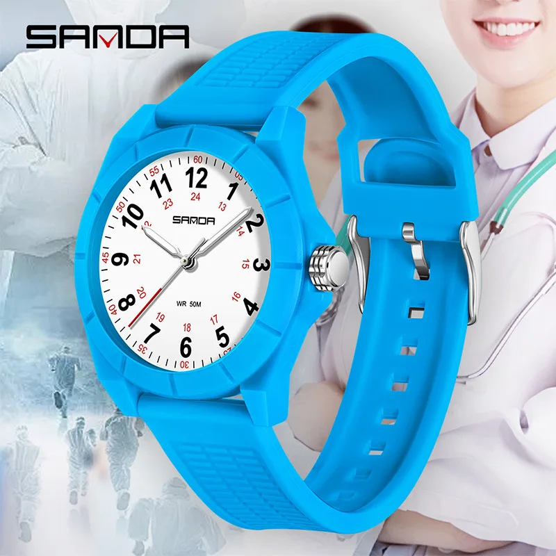 SANDA 6232Student Watch Waterproof Luminous Light and Thin Precision Medical Student Nurse Specific Clear Reading Time